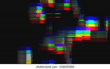 Glitch digital color pixel noise. VHS corrupted signal. Background of the damaged error television image. Vector illustration.
