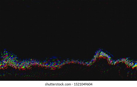 Glitch digital color pixel noise. VHS corrupted signal. Background of the damaged error television image. Vector illustration.