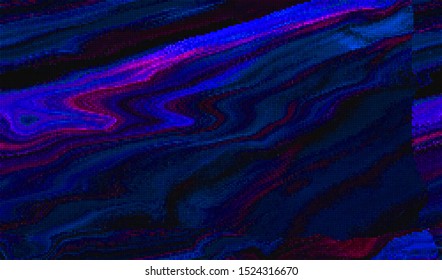 Glitch digital color pixel noise. VHS corrupted signal. Background of the damaged error television image. Vector illustration.
