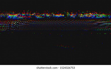 Glitch digital color pixel noise. VHS corrupted signal. Background of the damaged error television image. Vector illustration.