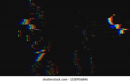 Glitch digital color pixel noise. VHS corrupted signal. Background of the damaged error television image. Vector illustration.