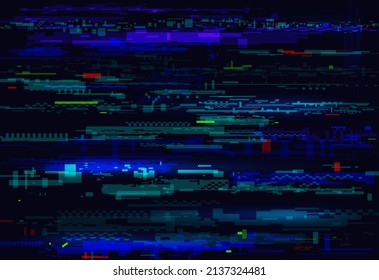 Glitch digital cyberpunk technology background vector illustration. Experimental optical texture design, geometric colorful decorative elements tech background