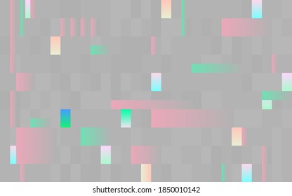 Glitch digital on gray backdrop. No signal video template with color shapes. HD television fail. Signal transmission error. Random lines and elements. Vector illustration.
