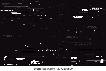 Glitch digital texture. White random shapes and noise. No signal concept. Video error visualization. Modern abstract distortion. Futuristic distorted elements. Vector illustration.