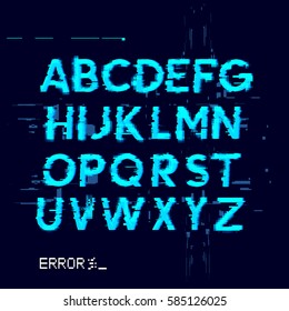 Glitch Displacement Type Letters With Fault Lines. Vector Illustration