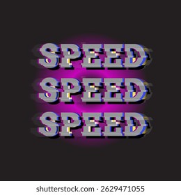 Glitch distorted background vector data signal. art poster word speed. Black, purple colors art project. Editable illustration.