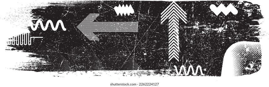 Glitch verzerrter Pinselstrich . Rauschen zerstört Logo. Trendy Defaultformen . Glitched frame .Grunge strukturiert. Distressed effect .Vector formt mit einer Siebdrucktextur mit Halbton-Punkten.