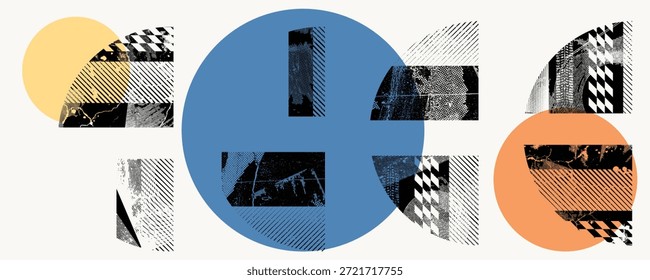 Verzerrte Kreise glitzern. Lärm zerstörtes Logo. Trendy Fehler Formen . Glitzernder Rahmen .Grunge strukturiert . Distressed-Effekt .Vektorformen mit einem Rasterpunkt Siebdrucktextur. 
