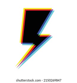 Glitch distorted flash shape . Blurred electric power symbol .Minimal art design . Noise destroyed logo . Trendy defect error shapes . Glitched symbol . Blurry effect .vector 