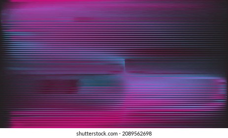 Fondo geométrico distorsionado de brillo . Diseño de arte moderno. Afiche con brillo de ruido destruido. Fondo de error de defecto de moda con flechas de velocidad . Dibujo brillante .Efecto roto .vector 