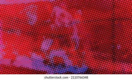 Glitch distorted geometric background . Modern art design . Noise destroyed glitched poster . Trendy defect error background with halftone dots . Glitched artwork  .Broken effect .vector 