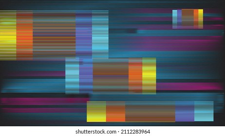 Glitch distorted geometric background . Modern art design . Noise destroyed glitched poster . Trendy defect error background with speed lines  .Glitch effect .vector 