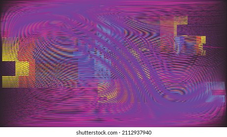 Glitch distorted geometric background . Modern art design . Noise destroyed glitched poster . Trendy defect error background with speed lines .Glitch effect .vector 
