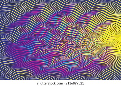 Glitch distorted geometric background . Modern art design . Noise destroyed glitched poster . Trendy defect error background with speed lines . Glitched artwork  .Hologram effect .vector 