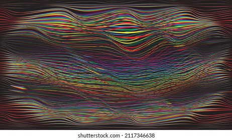 Glitzverzerrter geometrischer Hintergrund . Modernes Kunstdesign. Das Geräusch zerstörte glitzerndes Poster. Trendy Error Hintergrund mit Geschwindigkeitslinien . Glitzte Kunstwerke .Hologramm-Effekt.Vektorgrafik 