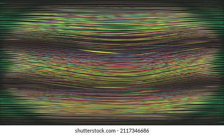 Fondo geométrico distorsionado de brillo . Diseño de arte moderno. Afiche con brillo de ruido destruido. Fondo de error de defecto de moda con líneas de velocidad . Dibujo brillante .Holograma efecto .vector 