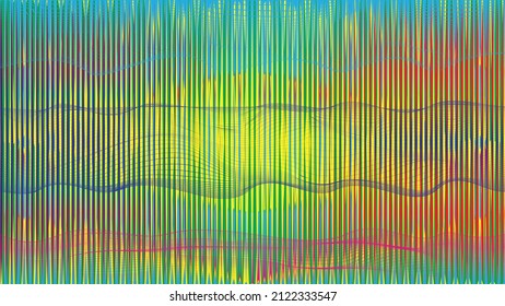 Glitch distorted geometric background . Modern art design . Noise destroyed glitched poster . Trendy defect error background with speed lines . Glitched artwork  .Hologram effect .vector 