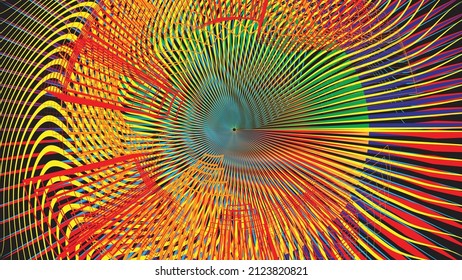 Fondo geométrico distorsionado de brillo . Diseño de arte moderno. Afiche con brillo de ruido destruido. Fondo de error de defecto de moda con líneas de velocidad . Dibujo brillante .Efecto roto .vector 