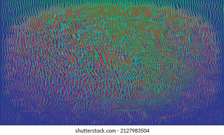 Glitch distorted geometric background . Modern art design . Noise destroyed glitched poster . Trendy defect error background with speed lines . Glitched artwork  .Hologram effect .vector 