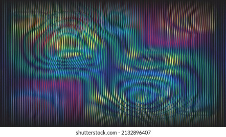 Glitzverzerrter geometrischer Hintergrund . Modernes Kunstdesign. Das Geräusch zerstörte glitzerndes Poster. Trendy Error Hintergrund mit Geschwindigkeitslinien . Glitzte Kunstwerke .Hologramm-Effekt.Vektorgrafik 