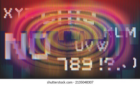 Glitch distorted geometric background . Modern art design . Noise destroyed glitched poster . Trendy defect error background with speed lines . Glitched artwork  .Hologram effect .vector 