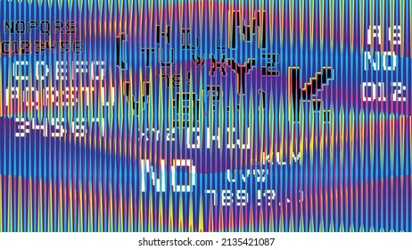 Glitch distorted geometric background . Modern art design . Noise destroyed glitched poster . Trendy defect error background with speed lines . Glitched artwork  .Hologram effect .vector 
