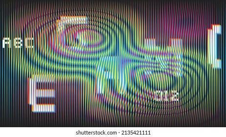 Glitch distorted geometric background . Modern art design . Noise destroyed glitched poster . Trendy defect error background with speed lines . Glitched artwork  .Hologram effect .vector 