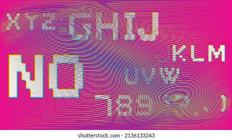 Fondo geométrico distorsionado de brillo . Diseño de arte moderno. Afiche con brillo de ruido destruido. Fondo de error de defecto de moda con líneas de velocidad . Dibujo brillante .Holograma efecto .vector 
