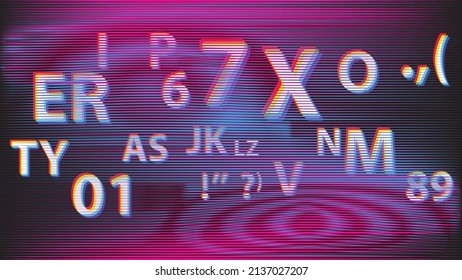 Glitzverzerrter geometrischer Hintergrund . Modernes Kunstdesign. Das Geräusch zerstörte glitzerndes Poster. Trendy Error Hintergrund mit Geschwindigkeitslinien . Glitzte Kunstwerke .Hologramm-Effekt.Vektorgrafik 