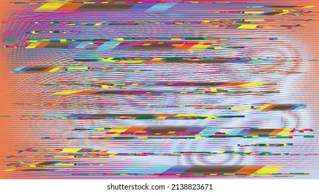 Glitzverzerrter geometrischer Hintergrund . Modernes Kunstdesign. Das Geräusch zerstörte glitzerndes Poster. Trendy Error Hintergrund mit Geschwindigkeitslinien . Glitzte Kunstwerke .Hologramm-Effekt.Vektorgrafik 