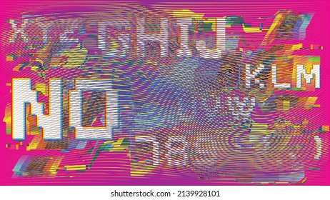 Glitzverzerrter geometrischer Hintergrund . Modernes Kunstdesign. Das Geräusch zerstörte glitzerndes Poster. Trendy defehler Hintergrund mit Geschwindigkeitslinien .Glitch-Effekt .Vektorgrafik 