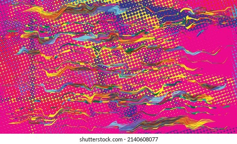 Glitch distorted geometric background . Modern art design . Noise destroyed glitched poster . Trendy defect error background with speed lines  .Glitch effect .vector 