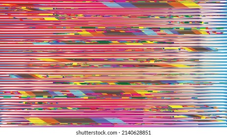 Glitch distorted geometric background . Modern art design . Noise destroyed glitched poster . Trendy defect error background with speed lines  .Glitch effect .vector 