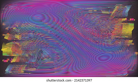 Glitch distorted geometric background . Modern art design . Noise destroyed glitched poster . Trendy defect error background with speed lines  .Glitch effect .vector 