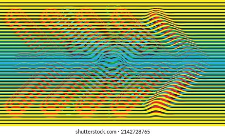 Glitzverzerrter geometrischer Hintergrund . Modernes Kunstdesign. Das Geräusch zerstörte glitzerndes Poster. Trendy Error Hintergrund mit Geschwindigkeitslinien . Glitzte Kunstwerke .Hologramm-Effekt.Vektorgrafik 