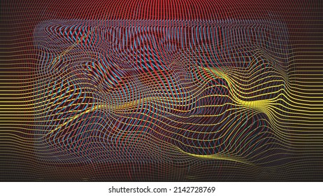Glitzverzerrter geometrischer Hintergrund . Modernes Kunstdesign. Das Geräusch zerstörte glitzerndes Poster. Trendy Error Hintergrund mit Geschwindigkeitslinien . Glitzte Kunstwerke .Hologramm-Effekt.Vektorgrafik 
