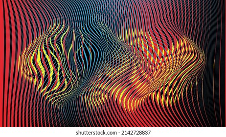 Glitch distorted geometric background . Modern art design . Noise destroyed glitched poster . Trendy defect error background with speed lines . Glitched artwork  .Hologram effect .vector 