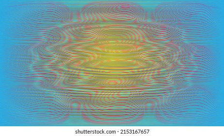Fondo geométrico distorsionado de brillo . Diseño de arte moderno. Afiche con brillo de ruido destruido. Fondo de error de defecto de moda con líneas de velocidad . Dibujo brillante .Holograma efecto .vector 