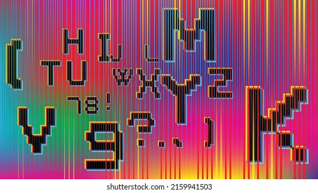 Glitch distorted geometric background . Modern art design . Noise destroyed glitched poster . Trendy defect error background with speed arrows . Glitched artwork  .Broken effect .vector 