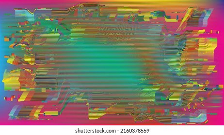 Glitch distorted geometric background . Modern art design . Noise destroyed glitched poster . Trendy defect error background with speed lines  .Glitch effect .vector 