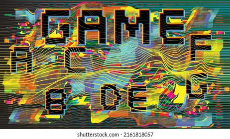 Glitch distorted geometric background . Modern art design . Noise destroyed glitched poster . Trendy defect error background with speed lines  .Glitch effect .vector 