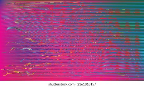 Glitzverzerrter geometrischer Hintergrund . Modernes Kunstdesign. Das Geräusch zerstörte glitzerndes Poster. Trendy defehler Hintergrund mit Geschwindigkeitslinien .Glitch-Effekt .Vektorgrafik 