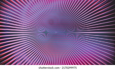 Fondo geométrico distorsionado de brillo . Diseño de arte moderno. Afiche con brillo de ruido destruido. Fondo de error de defecto de moda con flechas de velocidad . Dibujo brillante .Efecto roto .vector 