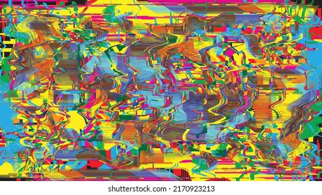 Glitzverzerrter geometrischer Hintergrund . Modernes Kunstdesign. Das Geräusch zerstörte glitzerndes Poster. Trendy Error Hintergrund mit Speed Pfeilen . Glitzte Grafiken .Broken-Effekt .Vektorgrafik 