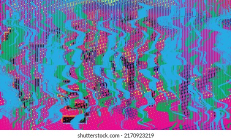 Glitch distorted geometric background . Modern art design . Noise destroyed glitched poster . Trendy defect error background with speed arrows . Glitched artwork  .Broken effect .vector 