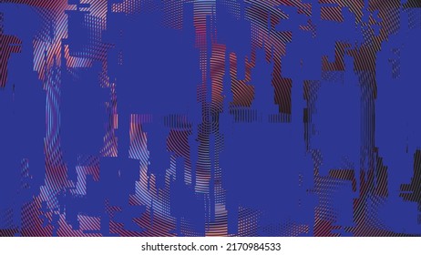 Glitch distorted geometric background . Modern art design . Noise destroyed glitched poster . Trendy defect error background with speed arrows . Glitched artwork  .Broken effect .vector 