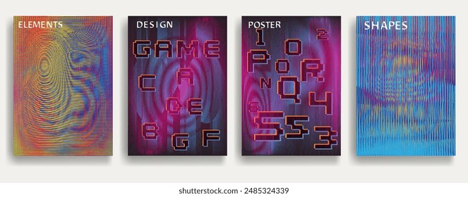 Glitch distorted geometric background . Modern art design . Noise destroyed glitched poster . Trendy defect error background with speed lines . Glitched artwork .Hologram effect .vector 