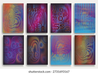 Glitch distorsionado fondo geométrico . Diseño de arte moderno . Ruido destruido afiche defectuoso . Fondo de error de defecto de moda con líneas de velocidad . Obra de arte fallida. Efecto holograma. Vector
