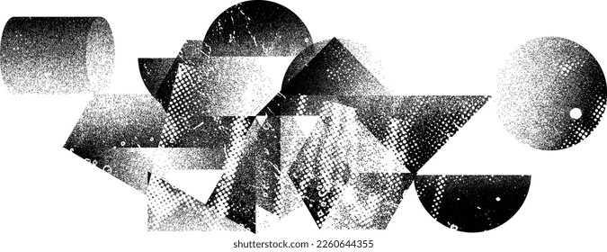 Glitch distorted geometric banner . Noise destroyed background . Trendy defect overlay texture . Glitched collage .Grunge textured . Distressed effect .Vector shapes with stripes screen print texture