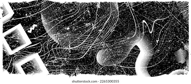 Glitch verzerrte geometrische Banner . Rauschen zerstörter Hintergrund. Trendy Defect Overlay Textur . Glitzte Collage .Grunge strukturiert . Verzerrter Effekt .Vektorformen mit Streifen-Siebdruck-Textur
